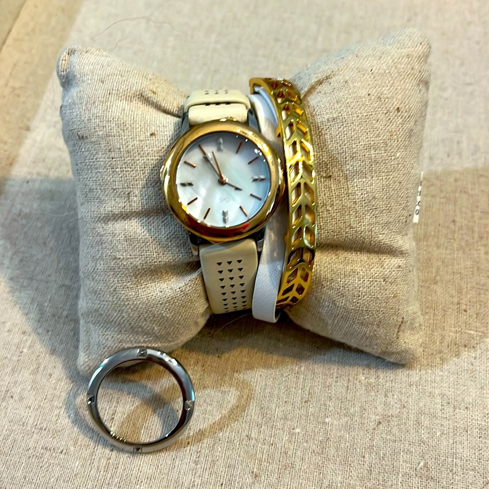 Stella and dot watch and wrap bracelet with silver/gold face interchangeable